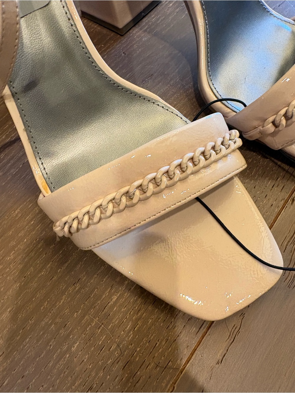 Worthington $60 NWT Nude Chain-Trim Block 3.5” Heel Sandals Sz 11 - Picture 3 of 10